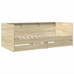 Berkfield Home Versatile Daybed with Drawers without Mattress Sonoma Oak 75x190 in Light Oak - thumbnail 1