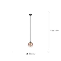 Eglo Ariscani 1 Copper Ombre Effect Glass Single Pendant Light in Black - thumbnail 5