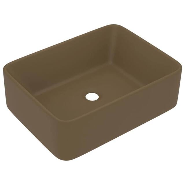 Berkfield Home Luxury Wash Basin Matt Cream 41x30x12 cm Ceramic in Khaki - Size: 41 x 30 x 12 cm - image 1