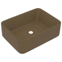 Berkfield Home Luxury Wash Basin Matt Cream 41x30x12 cm Ceramic in Khaki - Size: 41 x 30 x 12 cm