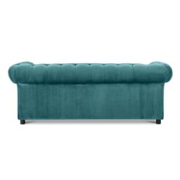 Furnishings For Less UK Ashbourne Chesterfield Large Velvet Fabric 3 Seater Sofa Studded Design in Teal - thumbnail 3