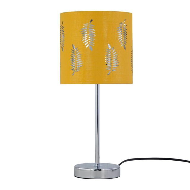 First Choice Lighting Chrome Stick Table Lamp with Ochre Cut Out Shade in Silver - image 1