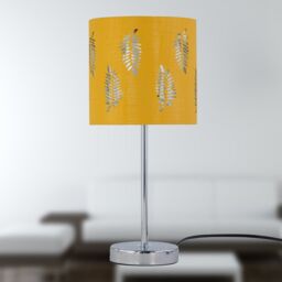 First Choice Lighting Chrome Stick Table Lamp with Ochre Cut Out Shade in Silver - thumbnail 6