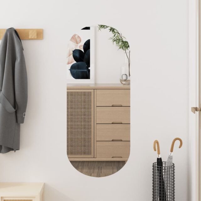 Berkfield Home Wall Mirror 30x70 cm Glass Oval in Silver - image 1