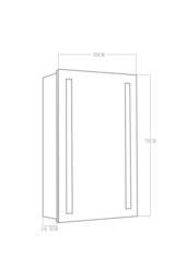 Living and Home 50cm W x 70cm H Bathroom LED Anti-Fog Makeup Mirror Cabinet with Touch Switch and Shelves in Silver - Size: 50 cm W x 70 cm H - thumbnail 4