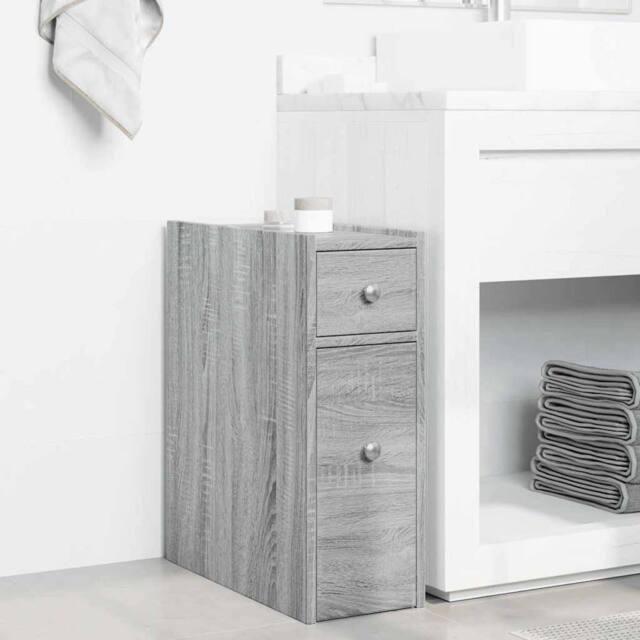 Berkfield Home Narrow Bathroom Cupboard with Wheels Grey Sonoma Engineered Wood - image 1