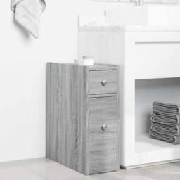 Berkfield Home Narrow Bathroom Cupboard with Wheels Grey Sonoma Engineered Wood - thumbnail 1