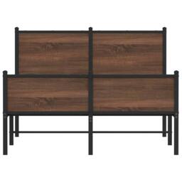 Berkfield Home Metal Bed Frame without Mattress Brown Oak 120x190 cm Small Double - thumbnail 5