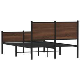 Berkfield Home Metal Bed Frame without Mattress Brown Oak 120x190 cm Small Double - thumbnail 7