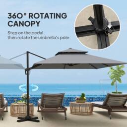 OUTSUNNY 3x3(m) Cantilever Parasol Roma Umbrella, Only Cross Base, Light Grey - thumbnail 4