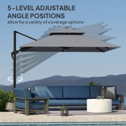 OUTSUNNY 3x3(m) Cantilever Parasol Roma Umbrella, Only Cross Base, Light Grey - thumbnail 6