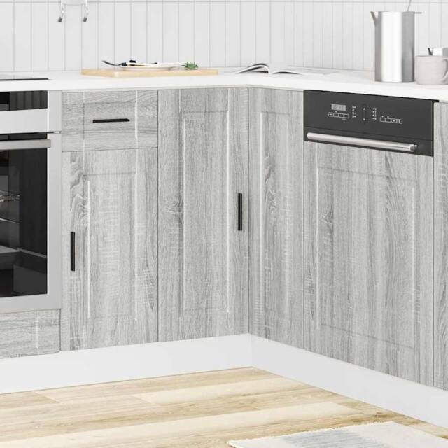 Berkfield Home Kitchen Corner Base Cabinet Porto Grey Sonoma Engineered Wood - image 1