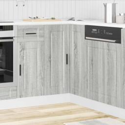 Berkfield Home Kitchen Corner Base Cabinet¬†Porto Grey Sonoma Engineered Wood