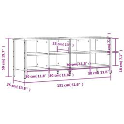 Berkfield Home Shoe Cabinet Sonoma Oak 131x35x50 cm Engineered Wood in Light Oak - Size: 131 x 35 x 50 cm - thumbnail 9