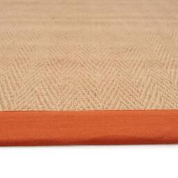 Kukoon Beige Natural Jute Herringbone Pattern Non Slip Rust Border Rug - Size: 200 cm x 290 cm - thumbnail 4