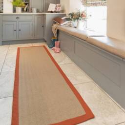 Kukoon Beige Natural Jute Herringbone Pattern Non Slip Rust Border Rug - Size: 200 cm x 290 cm - thumbnail 3
