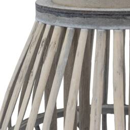 JVL Luna Natural Bulb Shaped Willow Wood Lantern with Wooden Handle - Grey - thumbnail 2