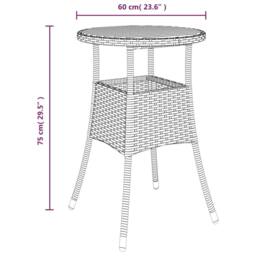 Berkfield Home Garden Table Ã˜60x75 cm Acacia Wood & Poly Rattan Black - Size: 60x75 cm - thumbnail 6