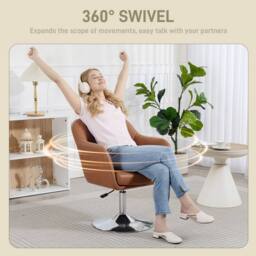 HOMCOM Stylish Retro Swivel Tub Chair Steel Frame Cushion Seat Dark Brown - thumbnail 5