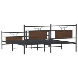 Berkfield Home Metal Bed Frame without Mattress Brown Oak 180x200 cm Super King - thumbnail 8