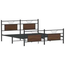 Berkfield Home Metal Bed Frame without Mattress Brown Oak 180x200 cm Super King - thumbnail 5