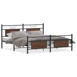 Berkfield Home Metal Bed Frame without Mattress Brown Oak 180x200 cm Super King - thumbnail 3
