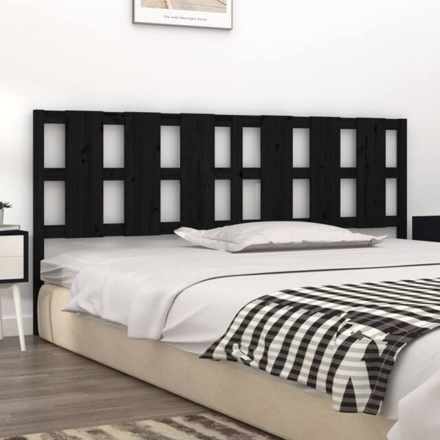 Berkfield Home Beautiful Bed Headboard Black 205.5x4x100 cm Solid Wood Pine - image 1