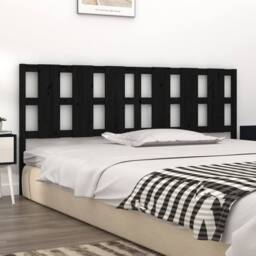 Berkfield Home Beautiful Bed Headboard Black 205.5x4x100 cm Solid Wood Pine - thumbnail 1