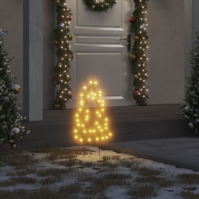 Berkfield Home Christmas Light Decorations with Spikes 3 pcs Tree 50 LEDs 30 cm in Black - image 1