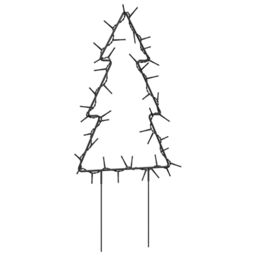 Berkfield Home Christmas Light Decorations with Spikes 3 pcs Tree 50 LEDs 30 cm in Black - thumbnail 6