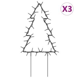 Berkfield Home Christmas Light Decorations with Spikes 3 pcs Tree 50 LEDs 30 cm in Black - thumbnail 2