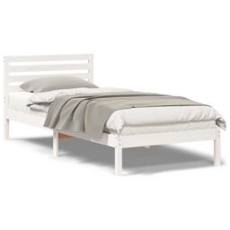 Berkfield Home with Headboard White 80 x 220 cm Solid pine wood - thumbnail 4