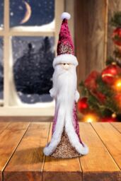 Shatchi 34cm Santa Burgundy / Gold - Christmas Figurine - thumbnail 2