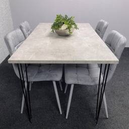 KOSY KOALA Dining Table With 4 Chairs Modern Grey Dining Table Set With 4 Grey Velvet Chairs Dining Room Furniture in Brown - thumbnail 2
