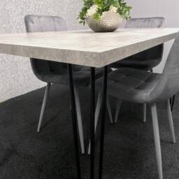 KOSY KOALA Dining Table With 4 Chairs Modern Grey Dining Table Set With 4 Grey Velvet Chairs Dining Room Furniture in Brown - thumbnail 5