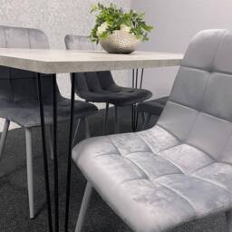 KOSY KOALA Dining Table With 4 Chairs Modern Grey Dining Table Set With 4 Grey Velvet Chairs Dining Room Furniture in Brown - thumbnail 8