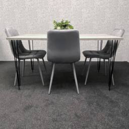 KOSY KOALA Dining Table With 4 Chairs Modern Grey Dining Table Set With 4 Grey Velvet Chairs Dining Room Furniture in Brown - thumbnail 6