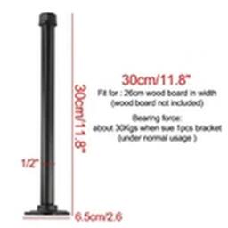Havendro 4X 30cm Pipe Shelf Brackets Rustic Wall Floating Shelves in Black - Size: 30 cm - thumbnail 2