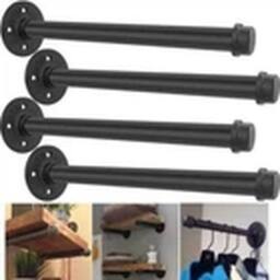Havendro 4X 30cm Pipe Shelf Brackets Rustic Wall Floating Shelves in Black - Size: 30 cm - thumbnail 1