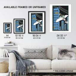 "Artery8 Rendezvous on 968th Floor of a Skyscraper Jung Wall Art Poster Print in Blue - Size: W18"" x H24""" - thumbnail 3