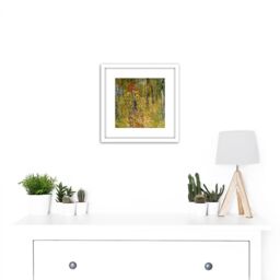 Artery8 Gustav Klimt Wayside Shrine Crucifix Farm Garden 8X8 Inch Square Wooden Framed Wall Art Print Picture with Mount in White - thumbnail 2