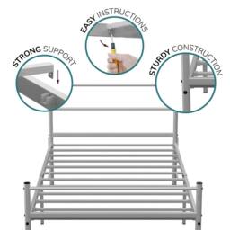House of Home Single Metal Bed Extra Strong Frame Adult Childs Bedroom Silver Easy Assembly - thumbnail 8