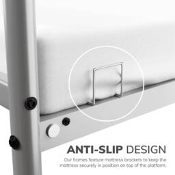 House of Home Single Metal Bed Extra Strong Frame Adult Childs Bedroom Silver Easy Assembly - thumbnail 6