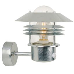 Nordlux Veje Outdoor Wall Light Sensor Galv Steel Garden E27 IP54 Mains in Silver