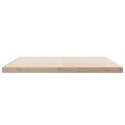 Berkfield Home Floor Bed Frame White 200x210 cm Solid Wood Pine in Beige - thumbnail 5