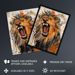 "Artery8 Wall Art Print The Circus Lion Roars Painting By Tom Jones Poster in Orange - Size: W18"" x H24""" - thumbnail 2
