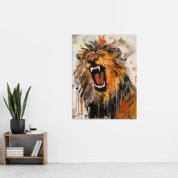 "Artery8 Wall Art Print The Circus Lion Roars Painting By Tom Jones Poster in Orange - Size: W18"" x H24""" - thumbnail 4