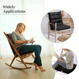 Havendro Thick Sponge High Back Patio Chair Cushions With Tie Straps in Black - thumbnail 4