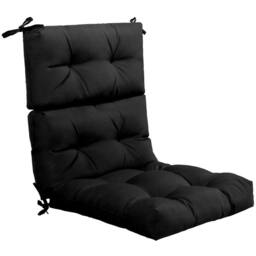 Havendro Thick Sponge High Back Patio Chair Cushions With Tie Straps in Black - thumbnail 1