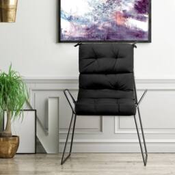 Havendro Thick Sponge High Back Patio Chair Cushions With Tie Straps in Black - thumbnail 3
